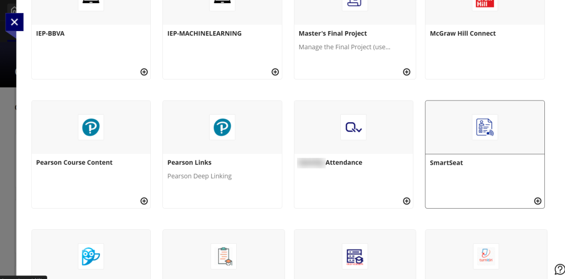 Blackboard Content Market list with the SmartSeat app